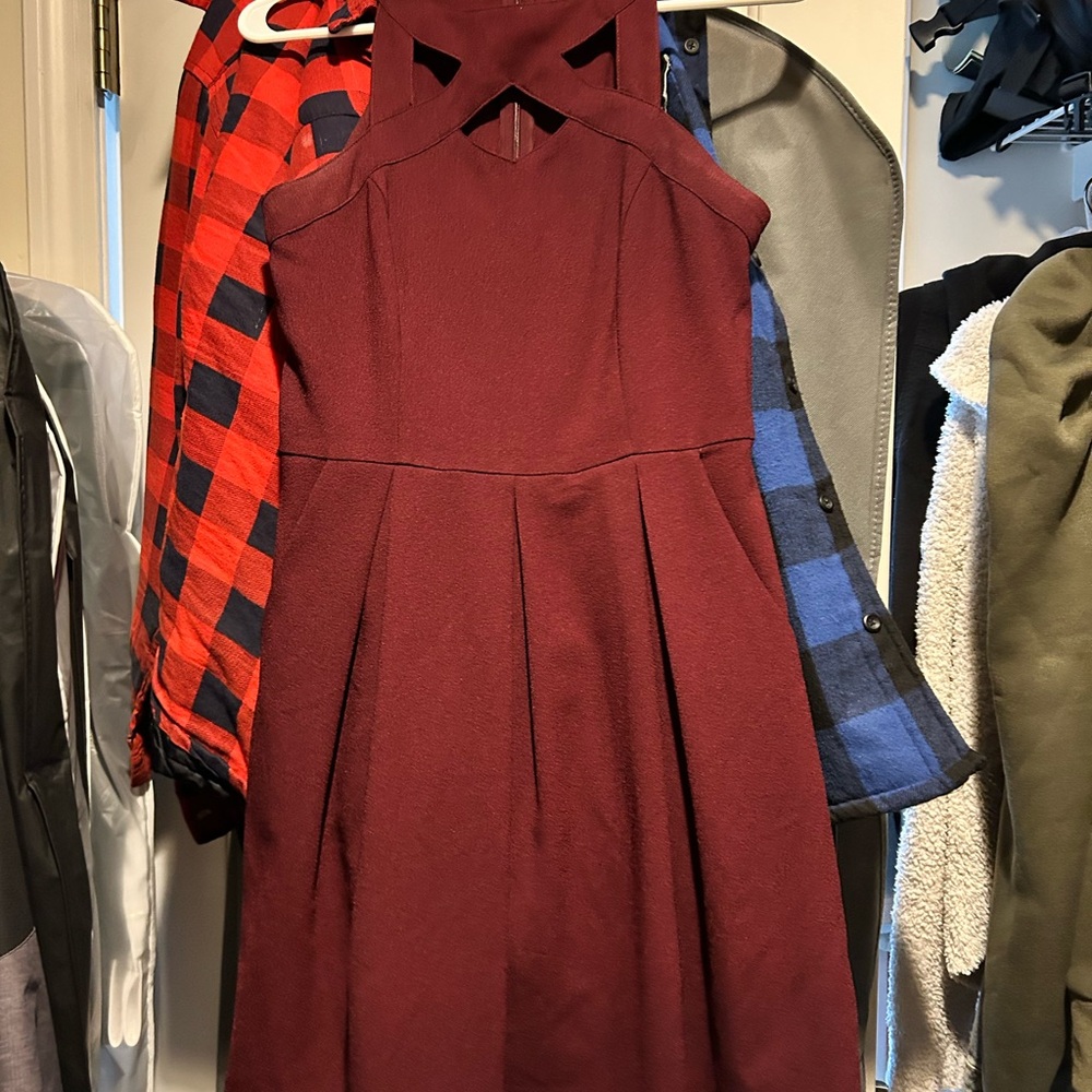 Maroon mid length dress